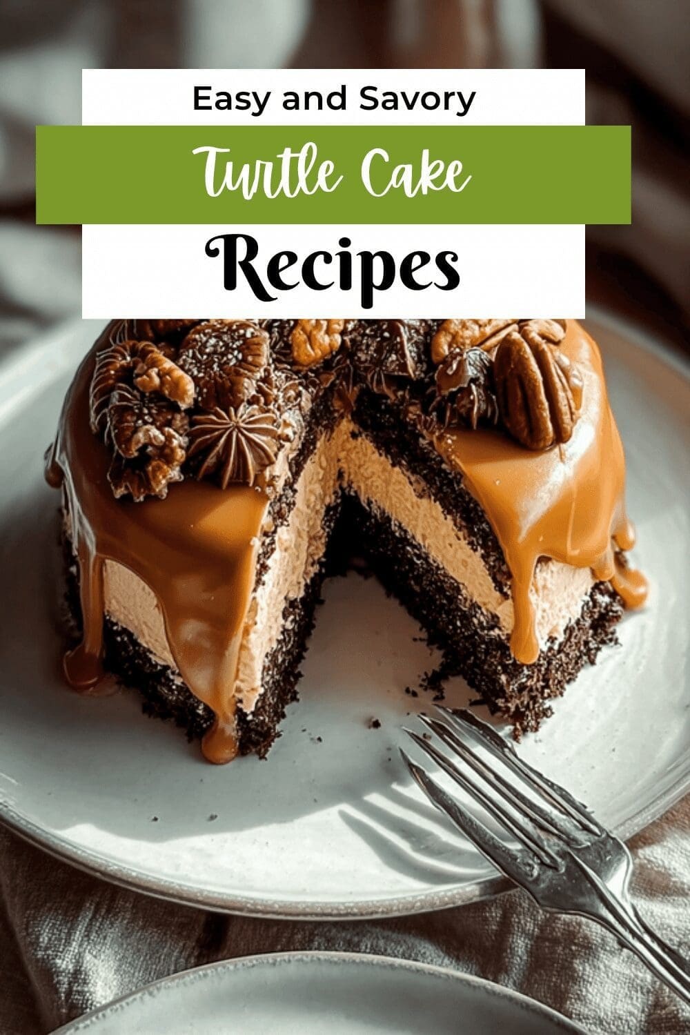 Chocolate Turtle Cake Recipe With Gooey Caramel And Nuts 7 Turtle Cake