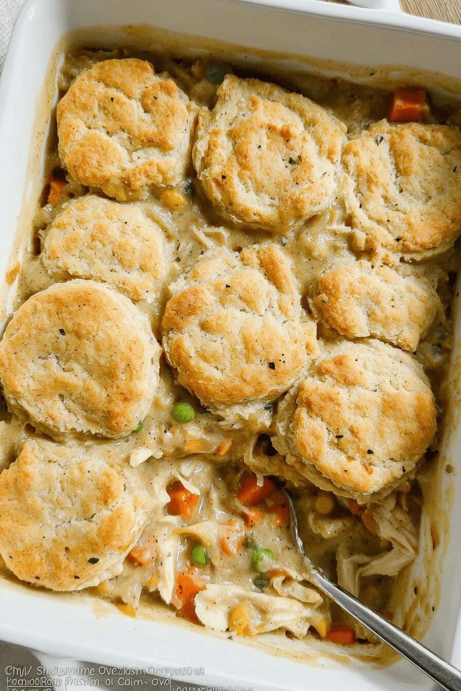 Chicken Pot Pie Casserole Recipe With Creamy Filling And Crispy Topping 6 Chicken Pot Pie Casserole
