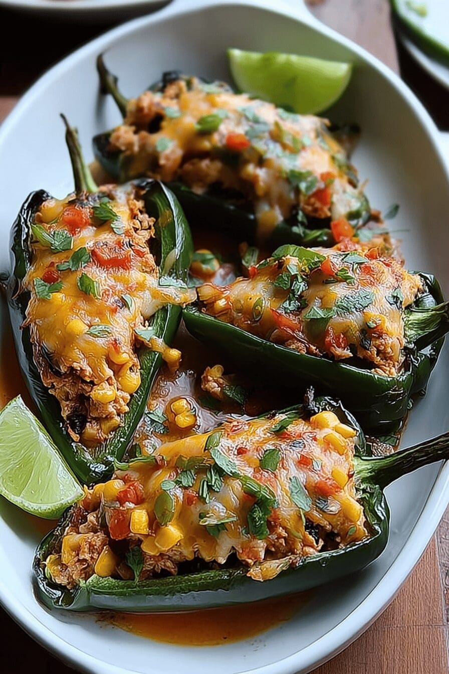 Chicken Stuffed Poblano Peppers
