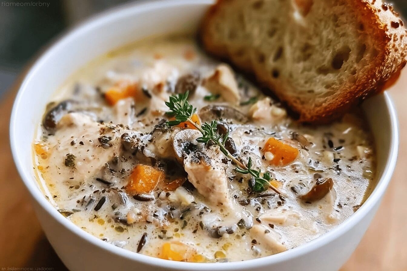 Wild Rice Chicken Soup With Creamy Broth And Roasted Mushrooms 6 Creamy Chicken Mushroom Wild Rice Soup