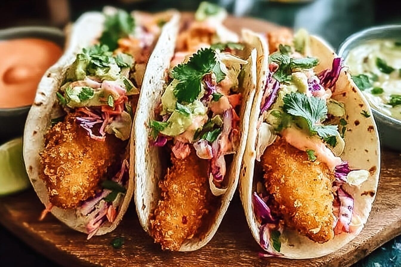Crispy Panko Fish Tacos With Fresh Ingredients And Zesty Sauce 6 Crispy Fish Tacos