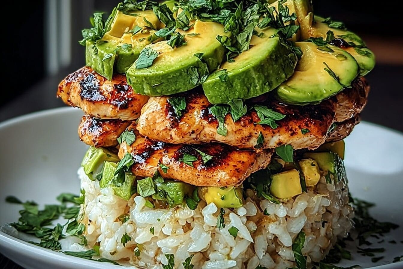 Honey Lime Chicken With Avocado And Rice Stack Recipe 6 Honey Lime Chicken Avocado Rice Stack