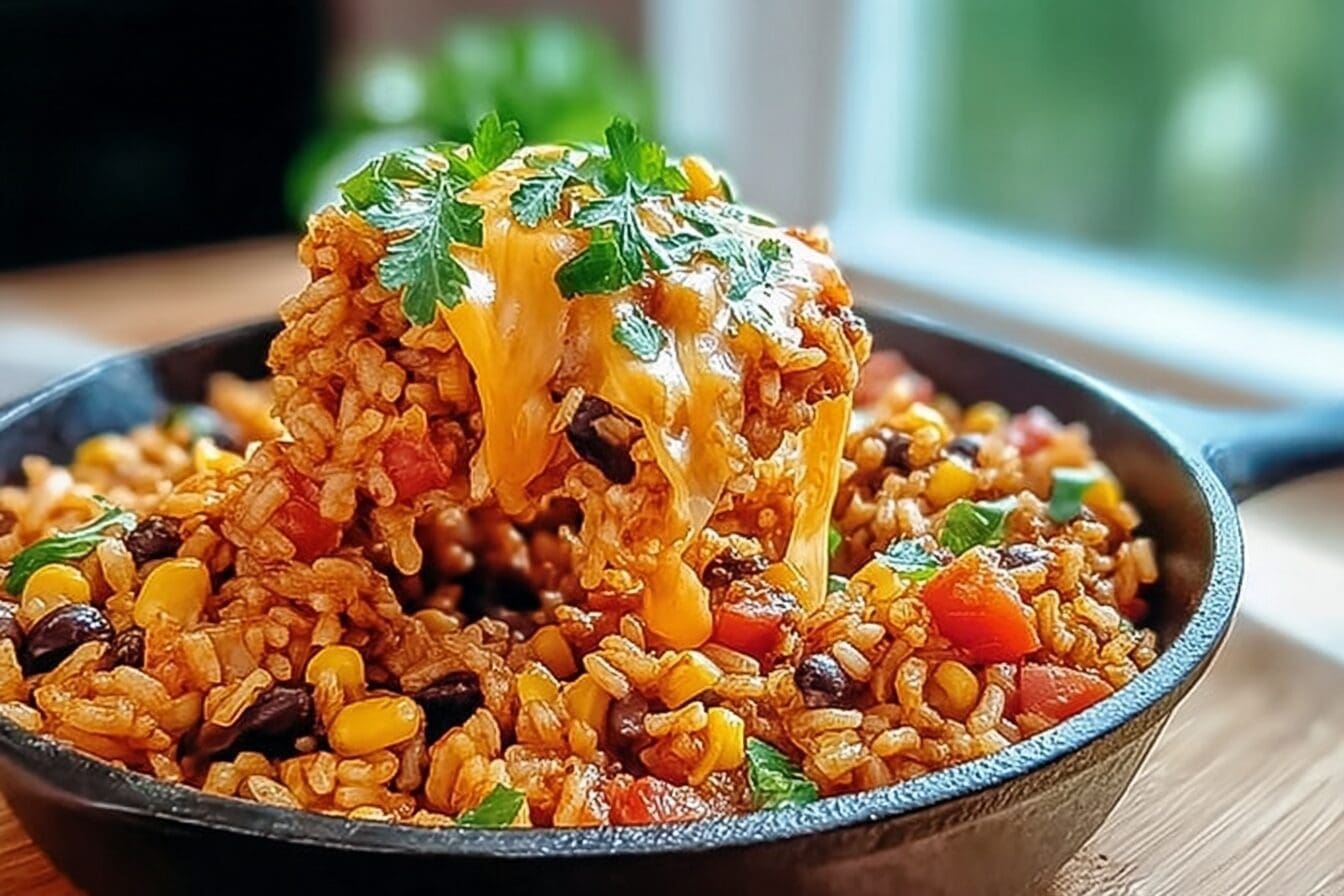 One Skillet Mexican Rice Casserole With Easy Flavorful Ingredients 6 Mexican Rice Casserole