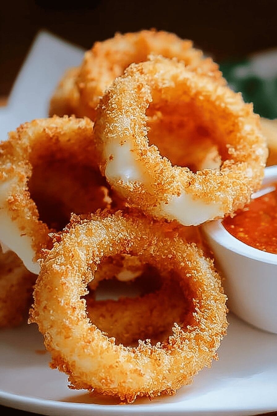 Mozzarella Onion Rings Recipe Crispy And Cheesy Snack 6 Mozzarella Stick Onion Rings