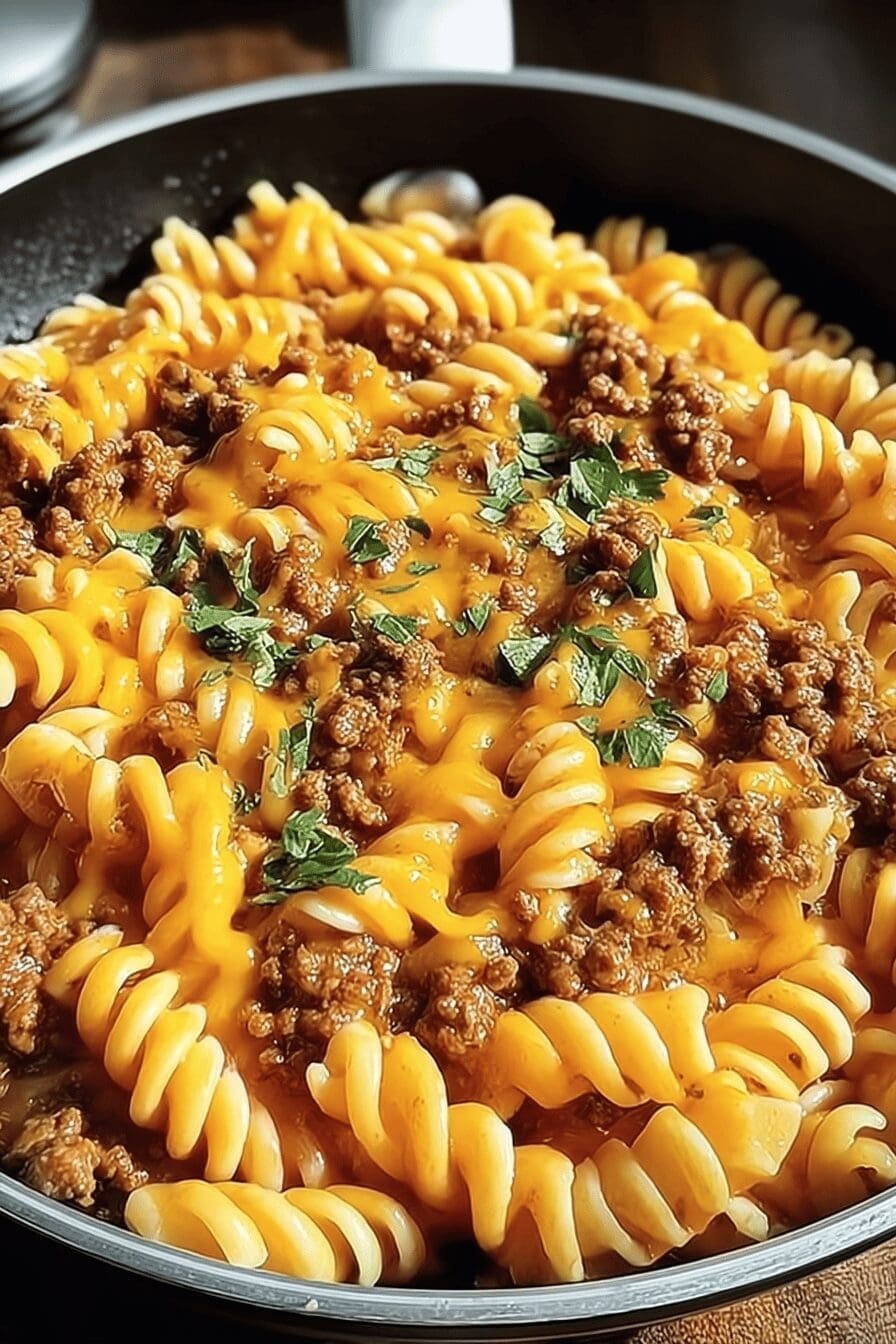 One Pot Cheeseburger Pasta Recipe With Quick And Creamy Sauce 6 One Pot Cheeseburger Pasta