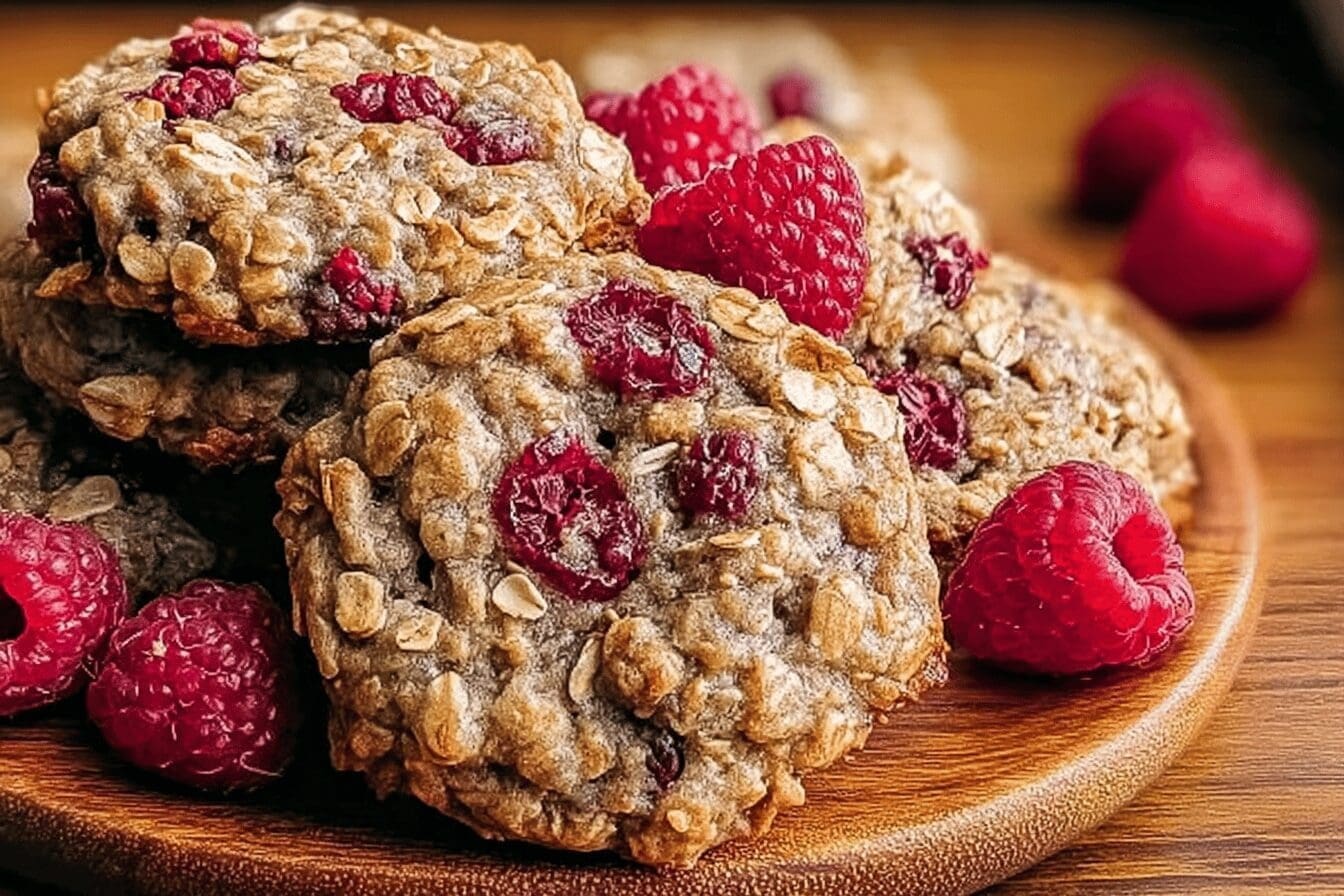 Raspberry Almond Oat Breakfast Cookies