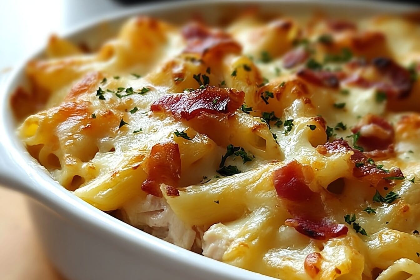 Cheesy Pasta Bake With Chicken Bacon And Creamy Cheese Sauce 6 Cheesy Chicken And Bacon Pasta Bake