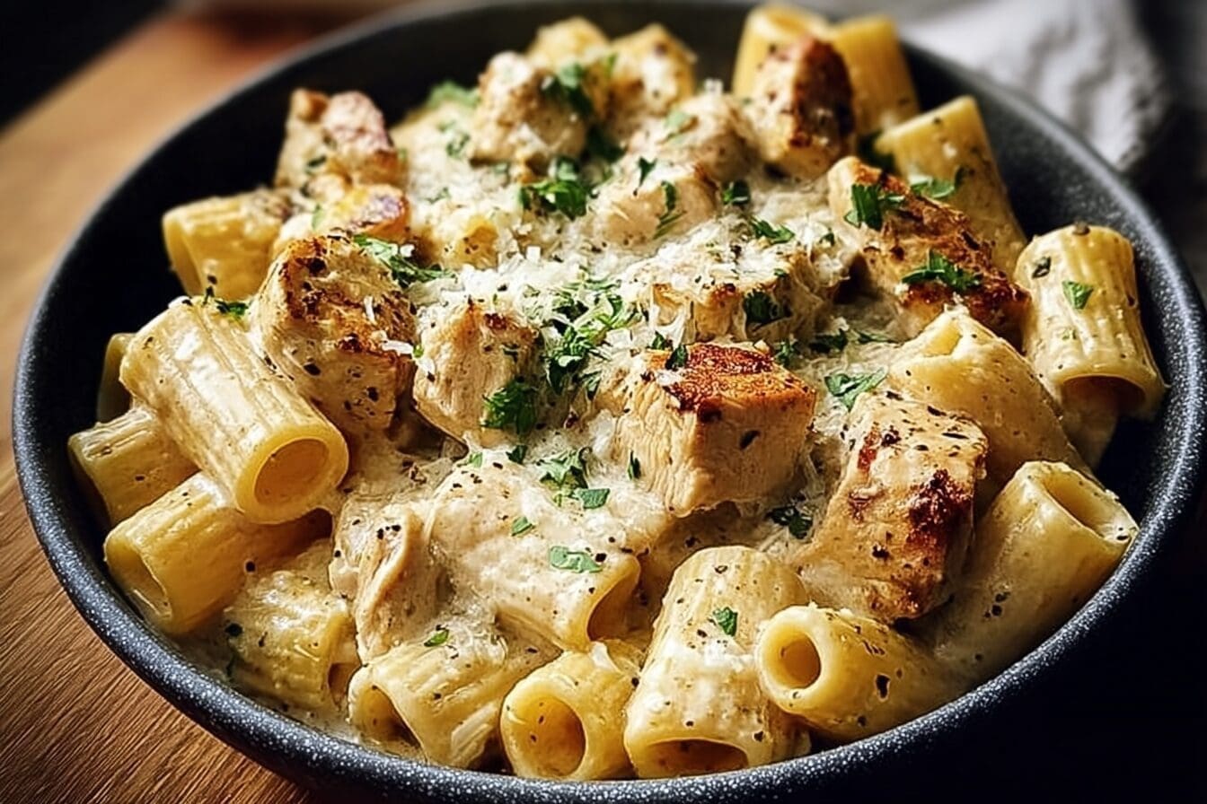Creamy Garlic Butter Chicken Rigatoni