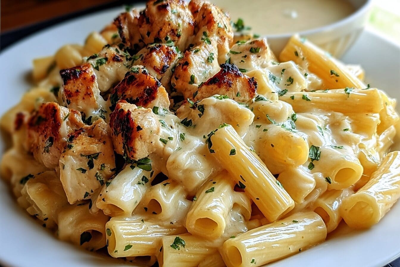 Garlic Chicken Rigatoni Recipe With Creamy Sauce And Fresh Herbs 6 Garlic Chicken Rigatoni