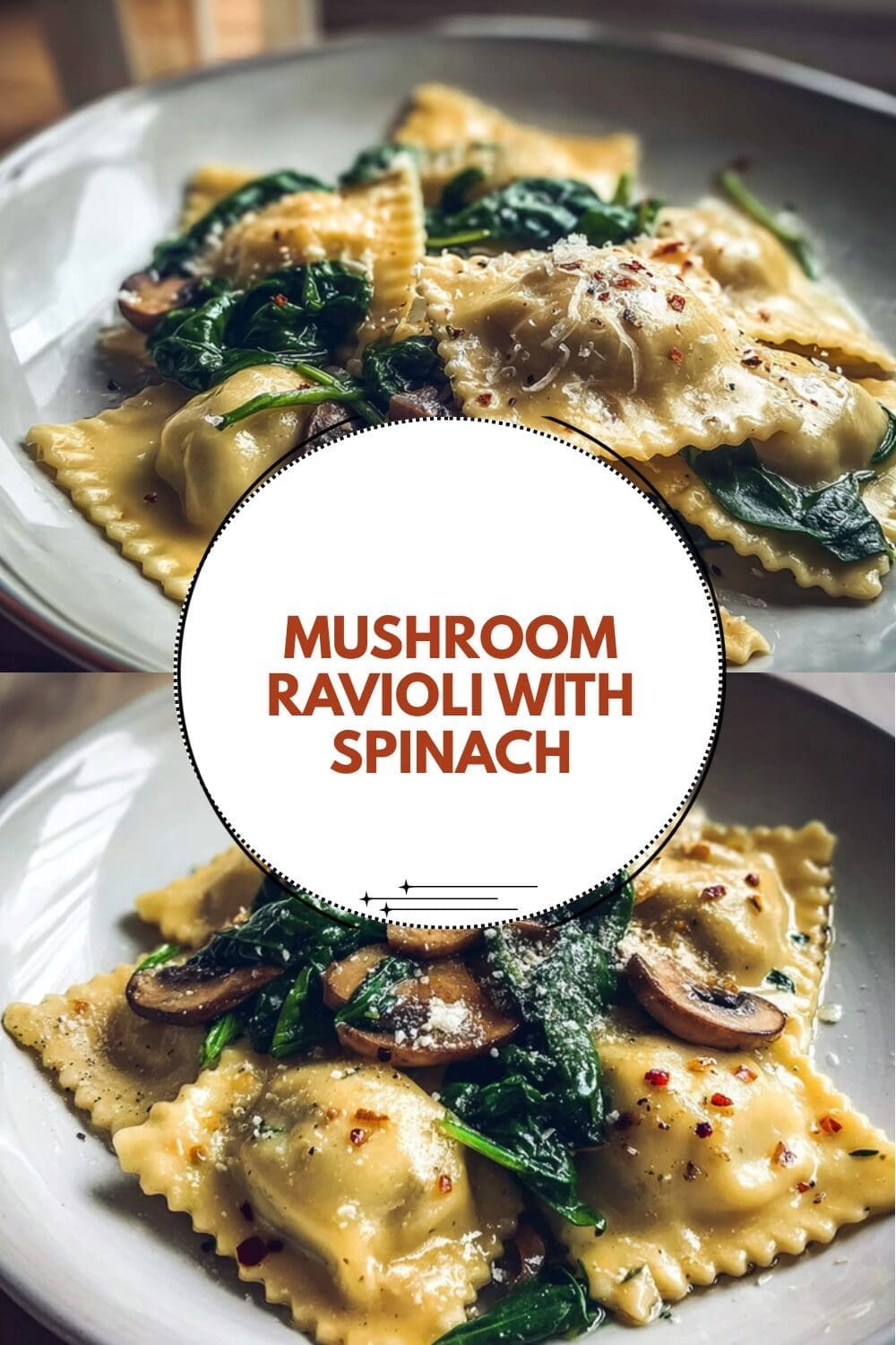 Mushroom Ravioli With Spinach