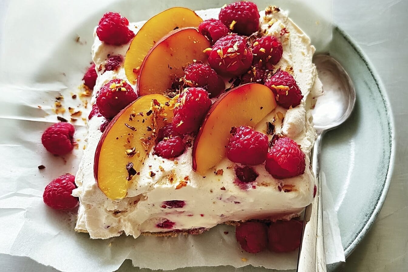 Raspberry Ice Cream Slice