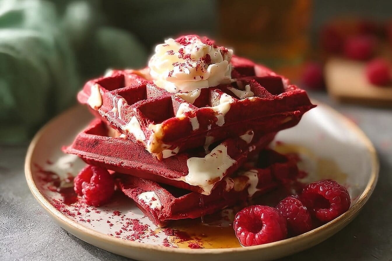 Red Velvet Waffles: Cream Cheese Glaze Recipe For Fluffy, Crispy Results 6 Red Velvet Waffles