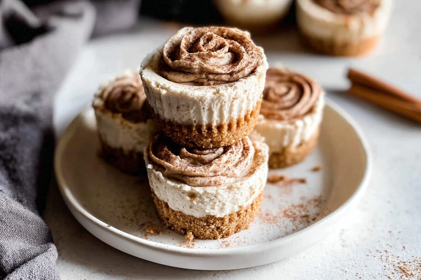 Mini No Bake Cinnamon Roll Cheesecakes